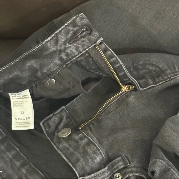 VIGOSS Womens Distressed Crop Jeans Size 27 Waist Straight Stretch Charcoal - Picture 9 of 16